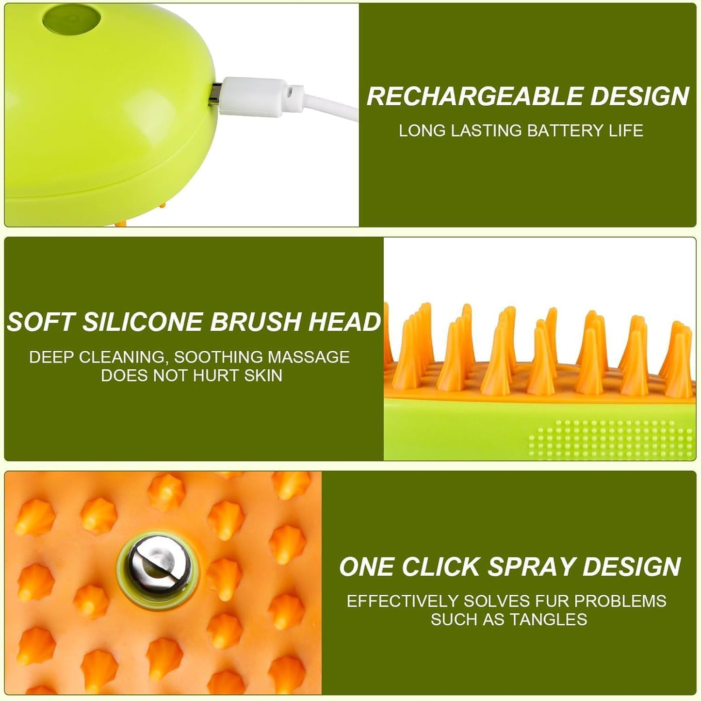 Cat Steam Brush 3 in 1 Steamy Pet Brush Cleanser Cat Dog Massage Comb with Steam Pet Grooming Brush for Cats | Water Steamer Pet Hair Remover Shedding Loose Hair