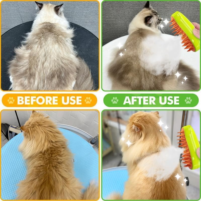 Cat Steam Brush 3 in 1 Steamy Pet Brush Cleanser Cat Dog Massage Comb with Steam Pet Grooming Brush for Cats | Water Steamer Pet Hair Remover Shedding Loose Hair