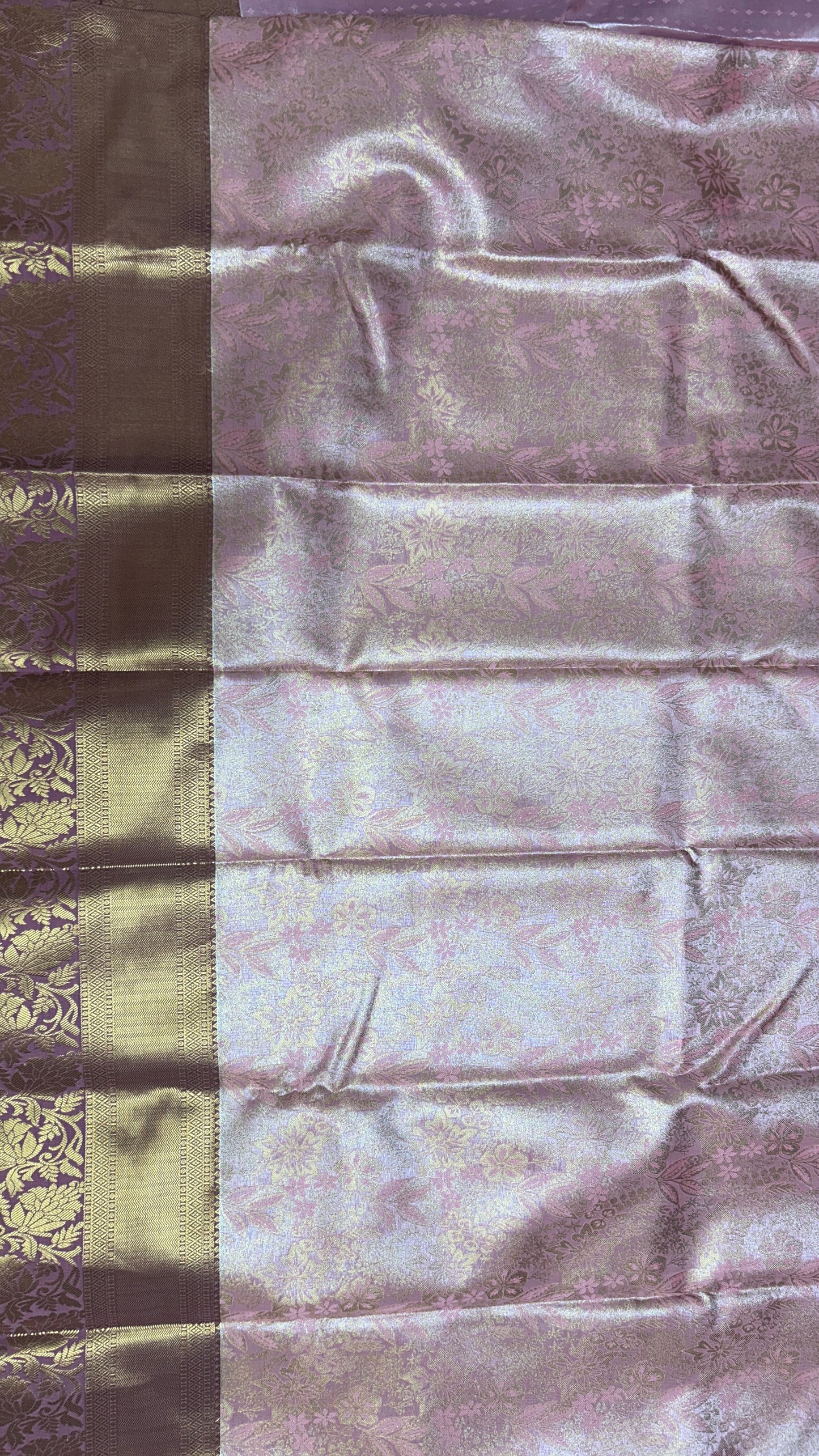 Blush Bloom Semi Mix Silk Saree with Antique Gold Zari Highlights