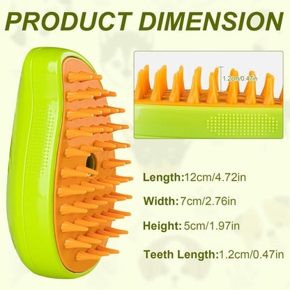 Cat Steam Brush 3 in 1 Steamy Pet Brush Cleanser Cat Dog Massage Comb with Steam Pet Grooming Brush for Cats | Water Steamer Pet Hair Remover Shedding Loose Hair