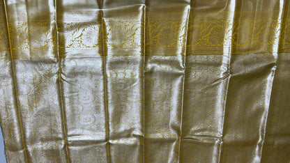 Elegant Golden Yellow Semi Mix Silk Saree with Rich Zari Weaving & Floral Motifs
